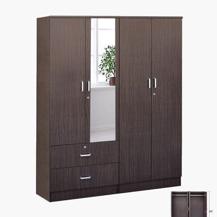 Cancin Open Door Wardrobe with Mirror