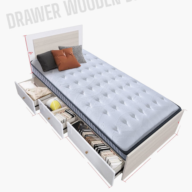 Akeni Wooden Bedframe with Drawer