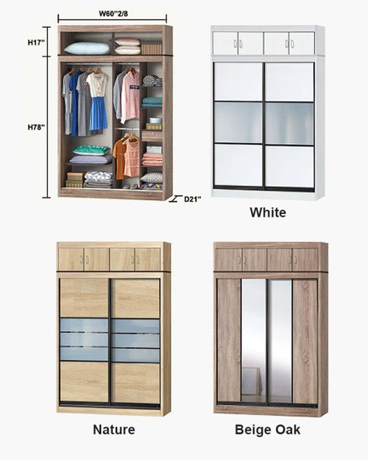 Reno Sliding Door Wardrobe with Top