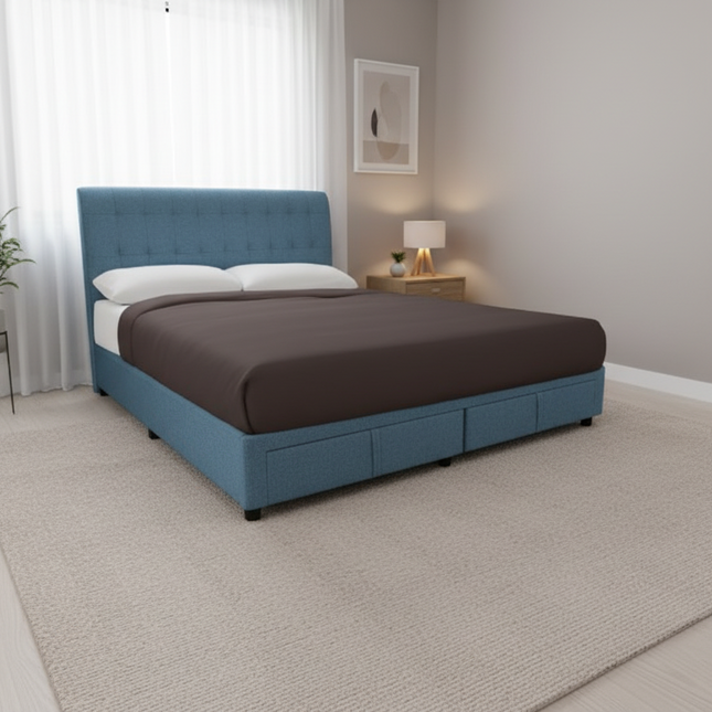 Bentar Fabric Bedframe with Drawer