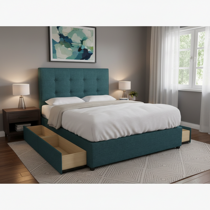 Jalam Fabric Bedframe with Drawer