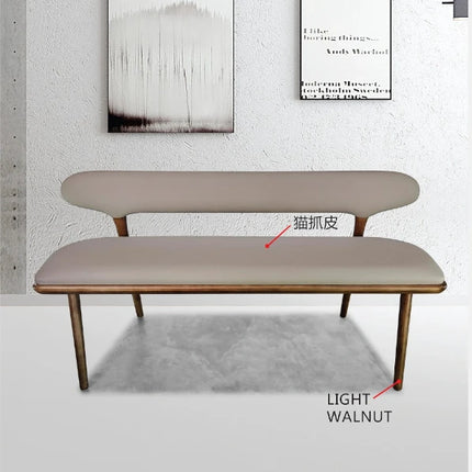 Modern Long Bench – Ash Wood & Faux Leather
