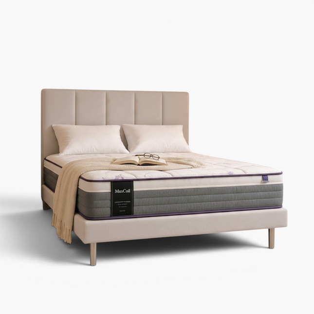 Maxcoil Lavender Plush Bedframe + Mattress Package
