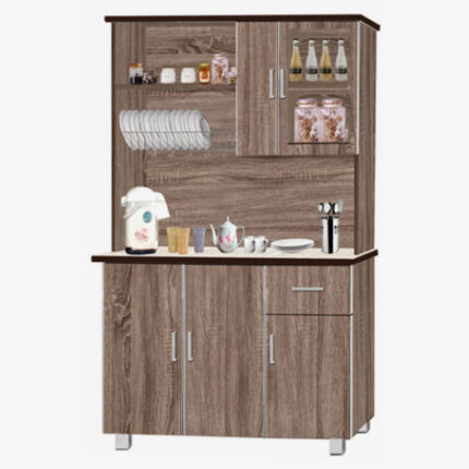 medium wooden kitchen cabinet and kitchen essentials