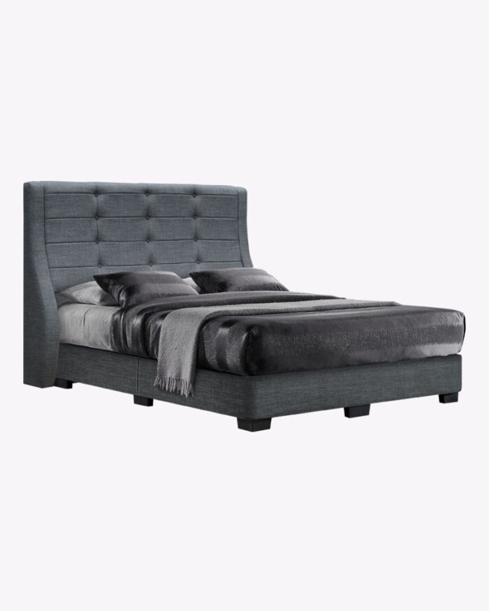 grey fabric bed frame