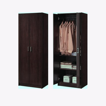 oaked finish wooden 2 doors wardrobe