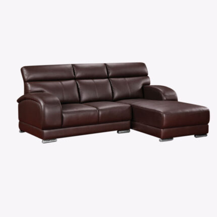 brown l-shaped leather sofa