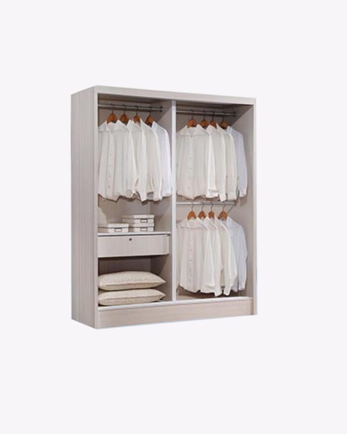 white wooden wardrobe