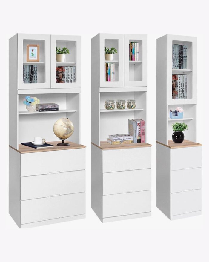 3 different sizes of wooden book shelf storage unit