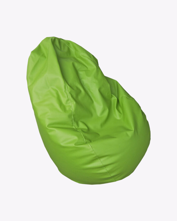 green fabric leather bean bag