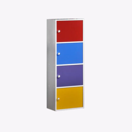 multi-color 4-door shelf