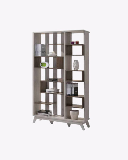 living room wooden stand alone divider shelf