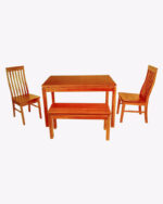 2 chair and 1 bench wooden dining set