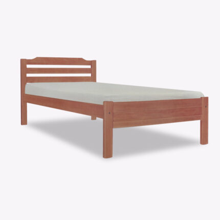 natural wooden bed frame with mattress
