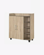 wooden stand alone 2 door 4 shelf shoe cabinet