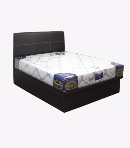 black leather storage bed frame with mattress