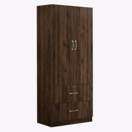 tall modular wooden wardrobe