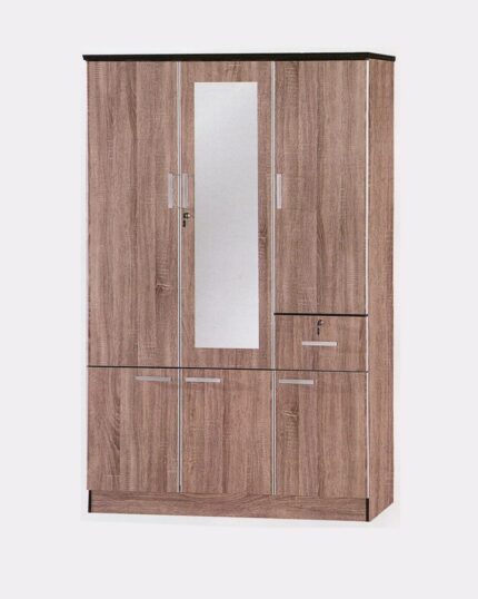 modular wooden wardrobe with mirror outside