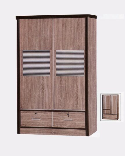 wooden 2 door and 2 drawer wardrobe
