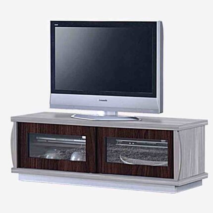 a tv on a premium natural wooden small tv console