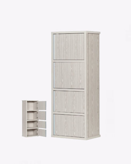 4 tier natural white wooden storage cabinet