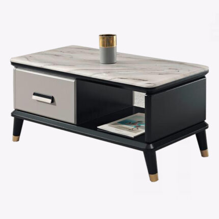 marble contemporary 4 legs coffee table with storage drawer