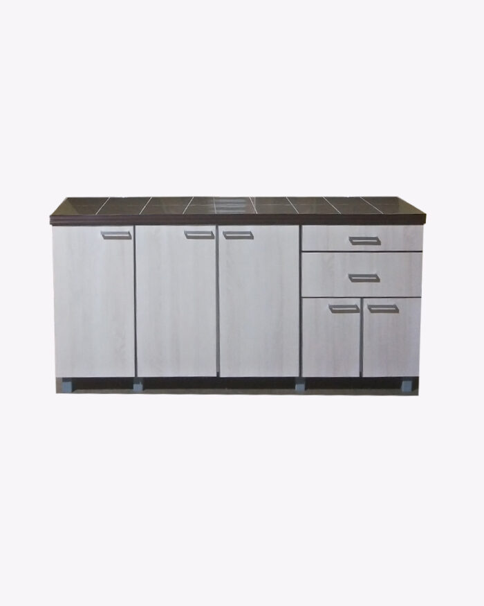 tiled wooden 5 doors 3 drawers kitchen cabinet