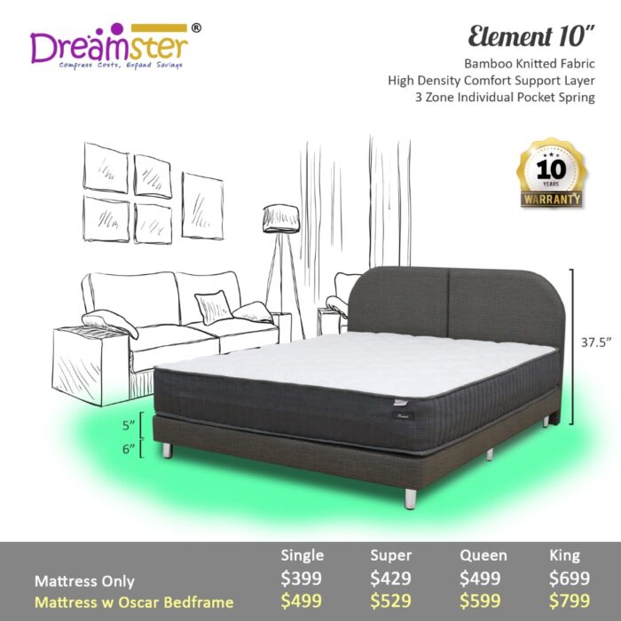 dreamster element 10 bed set