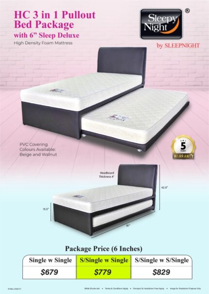 HC 3 in 1 sleep deluxe pull out bed package