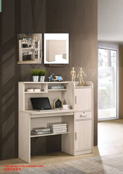 white study table with 3 layered drawers