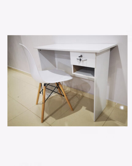 white study table with chair