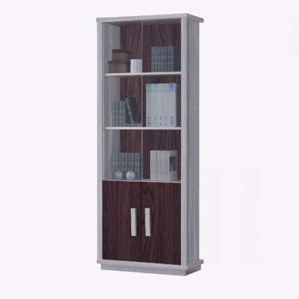 wooden glass display 2 door bookcase