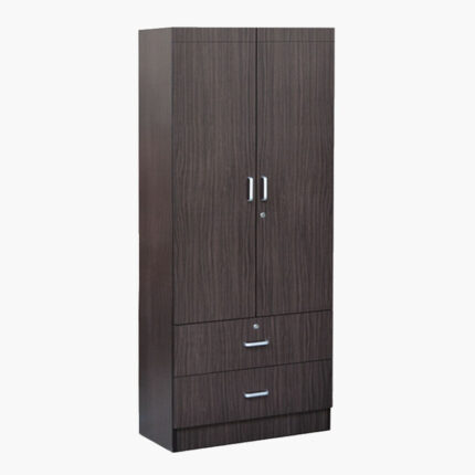 2 doors and 2 drawers brown wooden wardrobe