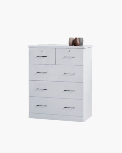 5 drawers white wooden cabinet