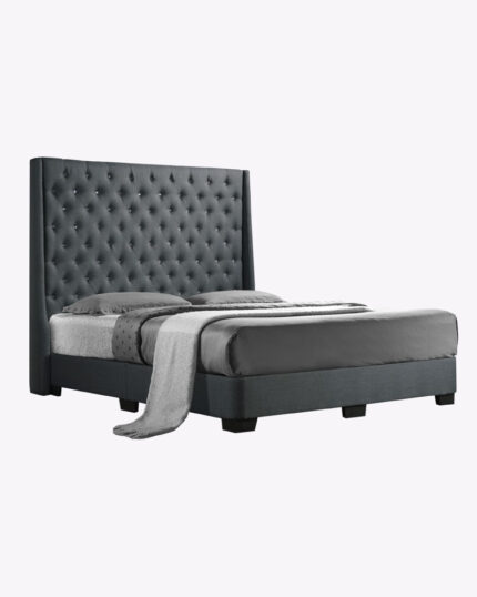 queen size gray luxury bed frame with mattress