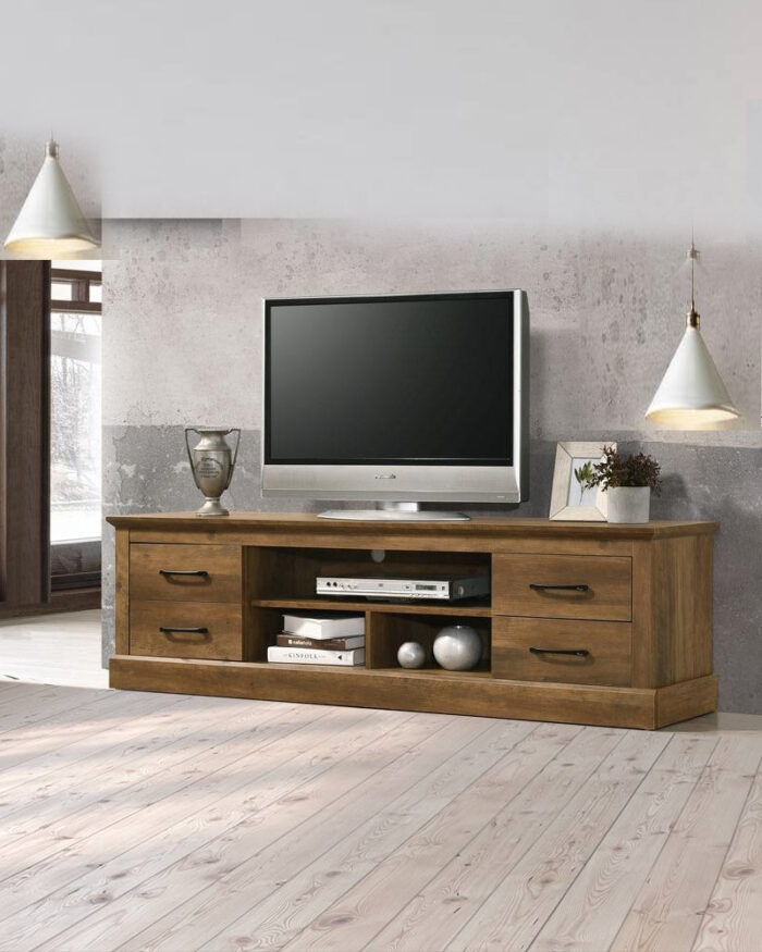 high quality 4 drawers brown wooden tv console