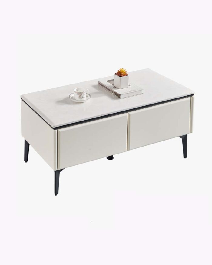 2 drawers white coffee table