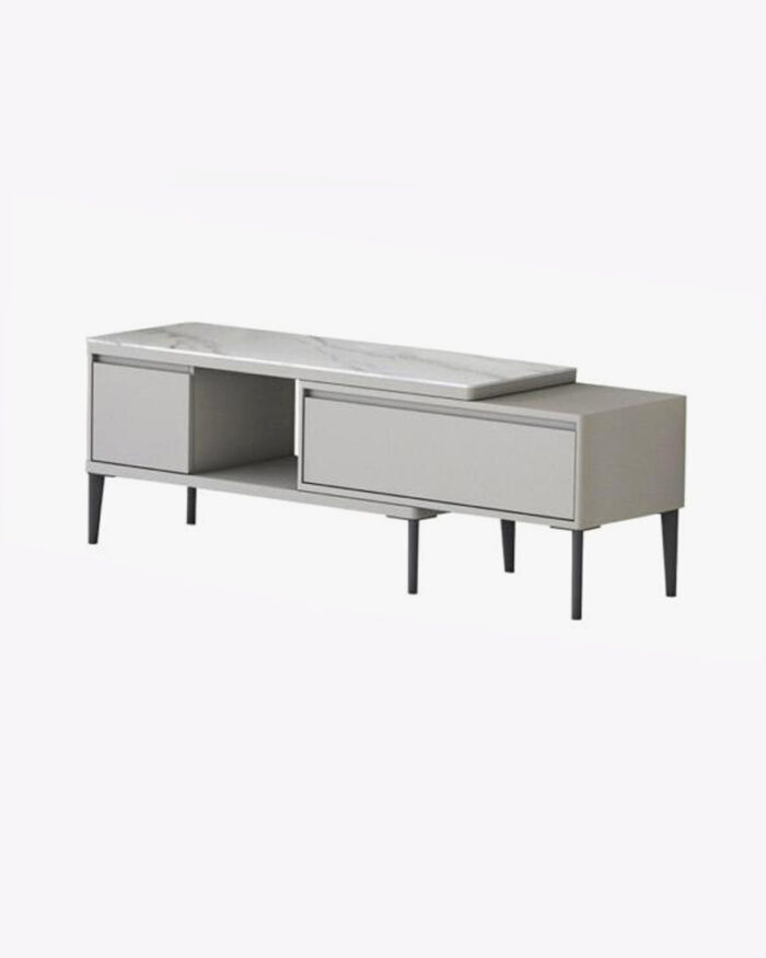 2 drawers gray marble on top tv console