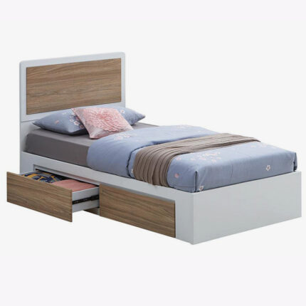 2 drawers wooden bed with mattress