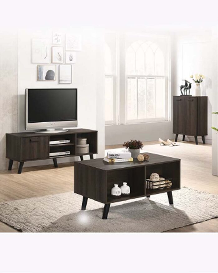 living room set with 1 drawer wooden brown tv console