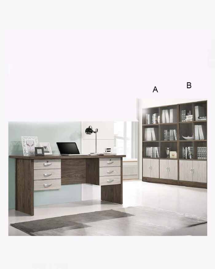 a and b wooden brown office storage cabinet