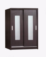 open brown sliding door wardrobe