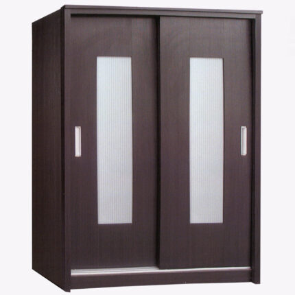 brown patterned 2 sliding doors wardrobe