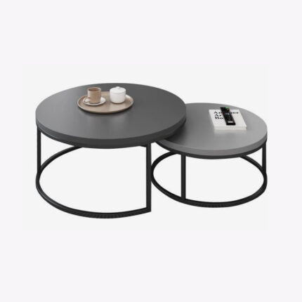 2 pieces gray round coffee table