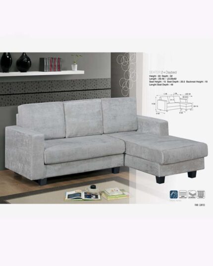 ash gray l shaped fabric sofa