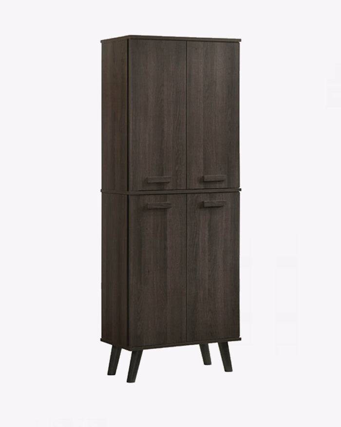 4 doors tall wooden brown shoe cabinet