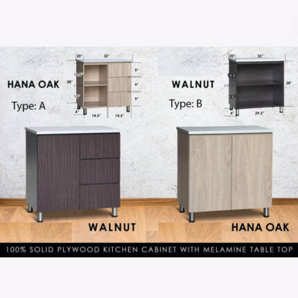 solid plywood kitchen cabinet with melamine table top
