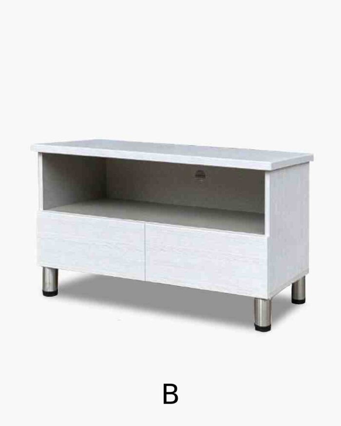 steel legs 2 drawers white tv console