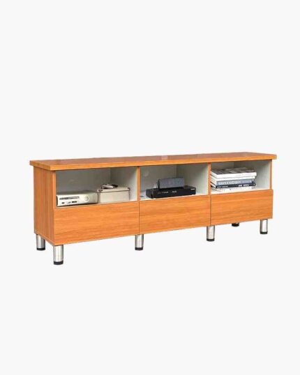 steel legs 3 drawers brown tv console