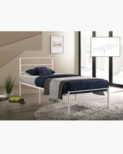 white single metal bed frame